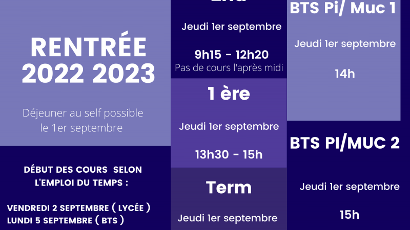 Les dates de la rentrée 2022 2023